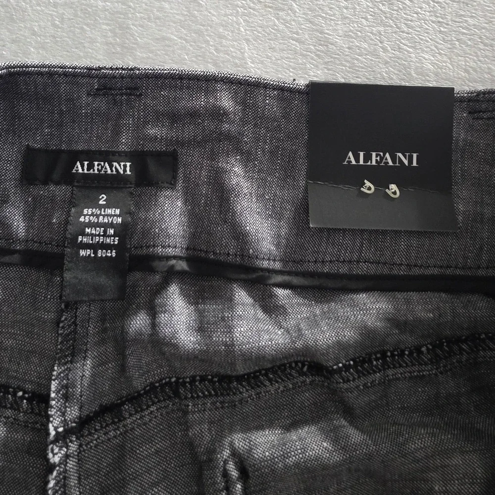 Alfani Womens Grey Linen Blend Wide Leg Dress Pants Size 2 Career Trousers